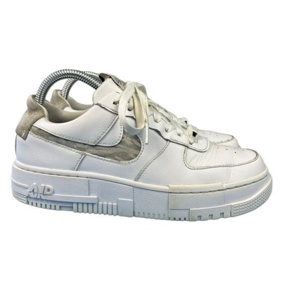 Nike Air Force 1 Platform White Leather Camo Swoosh Streetwear Y2K Retro Women 8